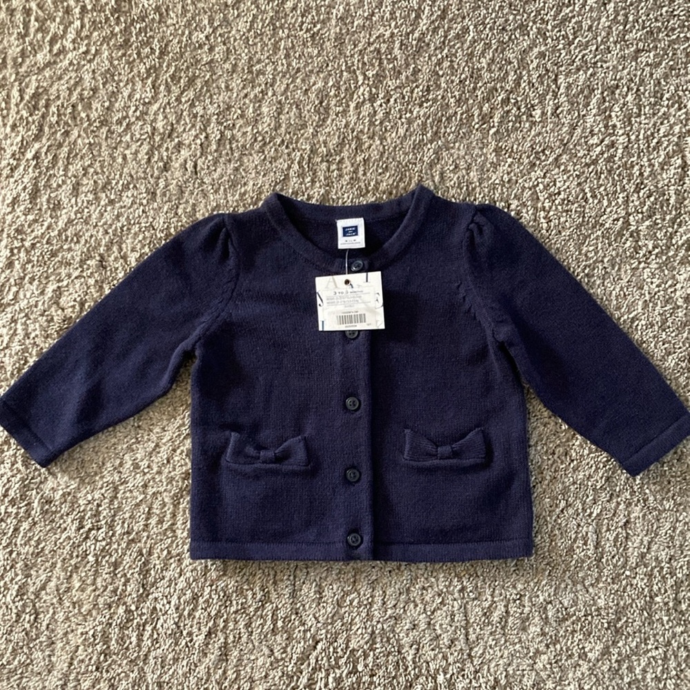 Janie and Jack Navy Blue Bow Pocket Cardigan